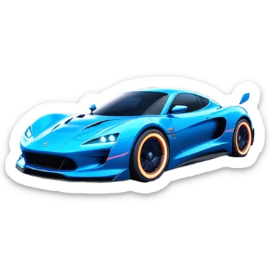 An icon showing a sleek car speeding through a neon-lit cityscape, inspired by Need for Speed. The design features dynamic motion lines, glowing tires, and a vibrant city backdrop with skyscrapers and lights. The rush of high-speed racing is highlighted. Transparent background. sticker