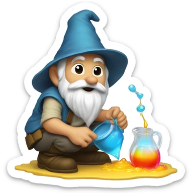 gnome pouring liquid on the ground as tribute to his homies sticker