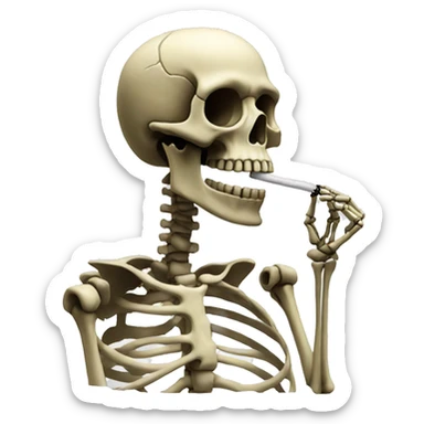 Skeleton smoking sticker