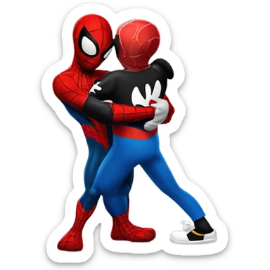  Spider-man hugging with mickey mouse sticker