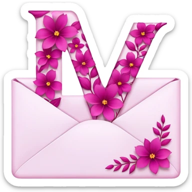 Magenta flowery romantic alphabet letter sticker