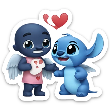 Stitch and Angel in love with each other sticker