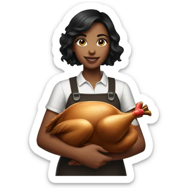 pretty black haired girl holding turkey  sticker