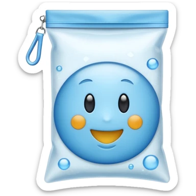 resealable freezer bag, transparent, air inside, zipper seal, soft folds, light blue or clear, frosted, no food, label, or branding, soft lighting, emoji scale sticker