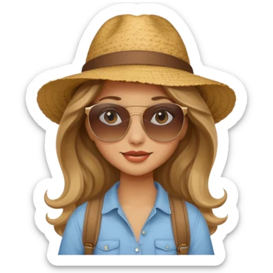 Girl with long light brown/dark blonde wavy hair who likes to travel sticker