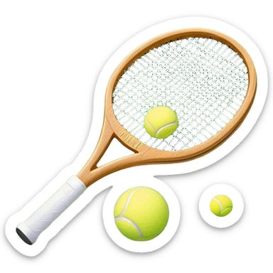 A detailed tennis racket resting on lush green grass beside a bright yellow tennis ball. The scene captures the essence of classic lawn tennis, with a crisp and clean background emphasizing the elegance and tradition of the sport sticker