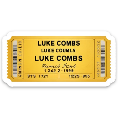 yellow luke combs concert ticket sticker