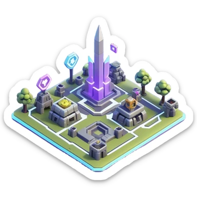 Clash of Clans aesthetic: Cinematic Playful 3D Isometric Holographic Map Emoji, rendered in a 3D vector-style similar to standard emojis with minimal shading and bold, simplified shapes. A compact, distinct form with signature details, softly glowing with a futuristic sci-fi warfare charm. Simplified yet unmistakably iconic, highly detailed and consistent, glowing with a soft radiance and high shine. Stylized with a touch of high-tech brilliance and a soft glowing outline, capturing the essence of a beloved gaming relic with a friendly, playful manner! sticker