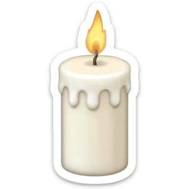 A simple emoji-style illustration of a candle with no flame, the wick slightly burnt, and a small amount of light smoke rising, minimal design, flat emoji look sticker