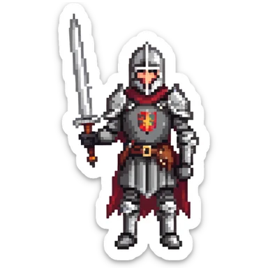 Medieval knight in black armor wielding a sword sticker