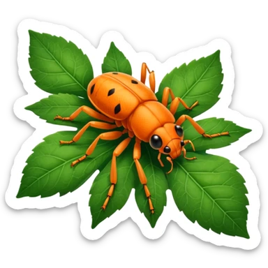  cute orange bug on leaf sticker