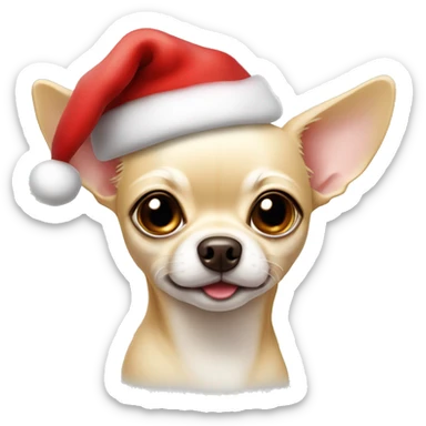 Light beige Chihuahua whit a Santa hat  sticker