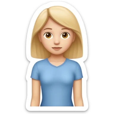apple style emoji of a single teenage girl showing subtle signs of puberty such as subtle breast development and discreet body hair, standing, educational, non-explicit sticker