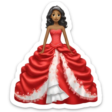 red quinceañera dress￼ sticker