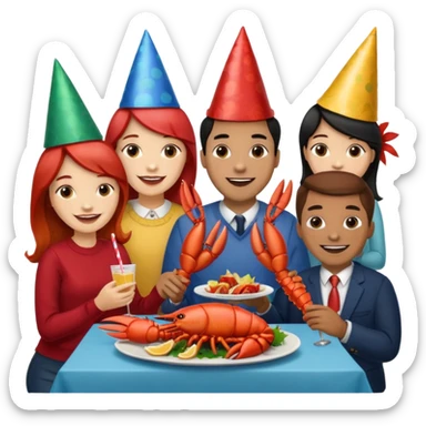 200 people eating lobster at a family party sticker