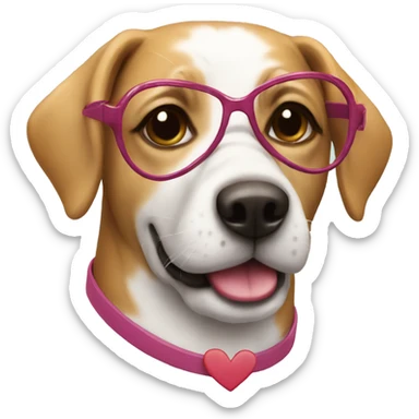 Dog with heart glasses  sticker