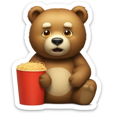 Bear with asia noodle box sticker