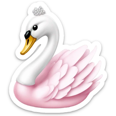 Baby Pink swan with pearls and diamonds  sticker