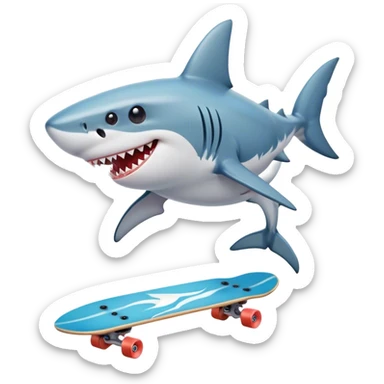 Shark riding a skateboard sticker