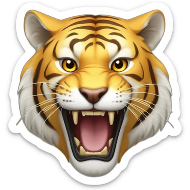 golden tiger, aggressive growls in profile with flattened ears sticker