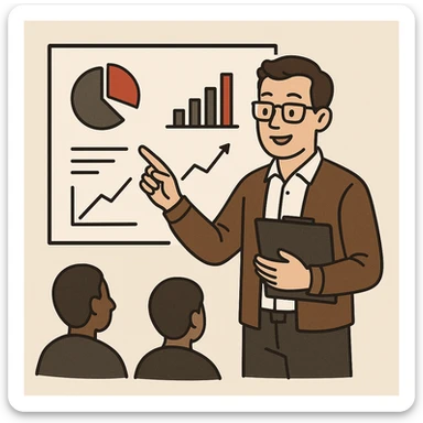 data person, data analyst teaching a class, simple background sticker