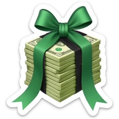 stack of money with black ribbon sticker
