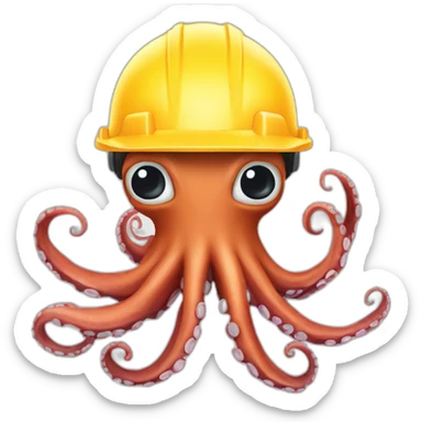 octopus avec casque de chantier qui tient des outils sticker