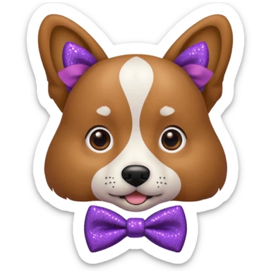 Cachorro adulto com gravata roxa com glitter sticker