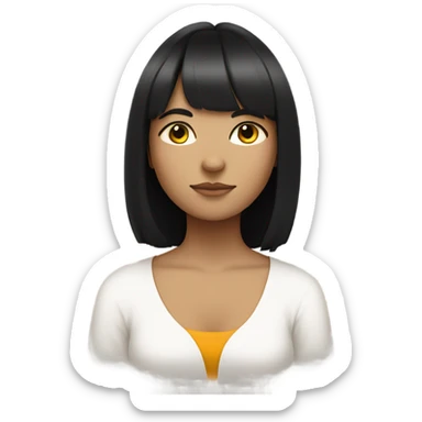 White teen girl with black hair and bangs meditating sticker