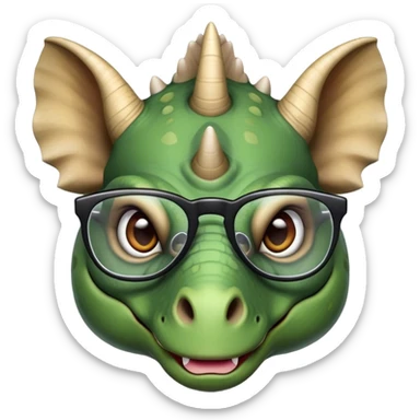 triceratops with glasses sticker