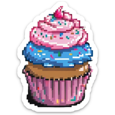 cupcake with pink icing and sprinkles sticker