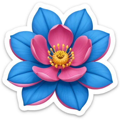 Um emoji da flor rosa vermelha tradicional só que com coloração azul sticker