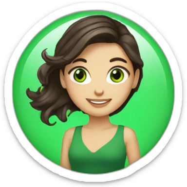 green eyed brunette twirling hair sticker