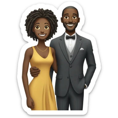 Black man with dreadlocks dressed up on date night with companion￼ sticker