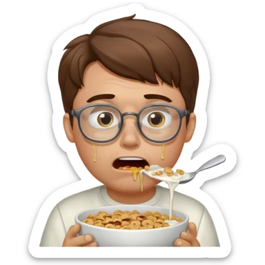 Vomit cereal sexy white man eating milk and cereal  and vomit sexy vomit crying man vomit brown hair glasses  sticker