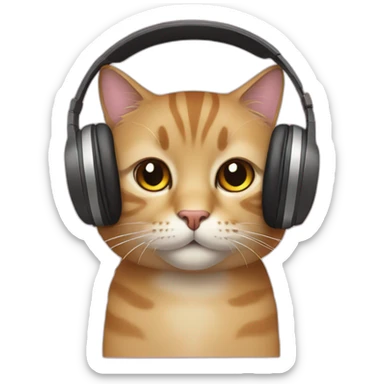 cat with headphone sticker