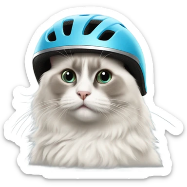 Ragdoll cat wearing bike helmet sticker