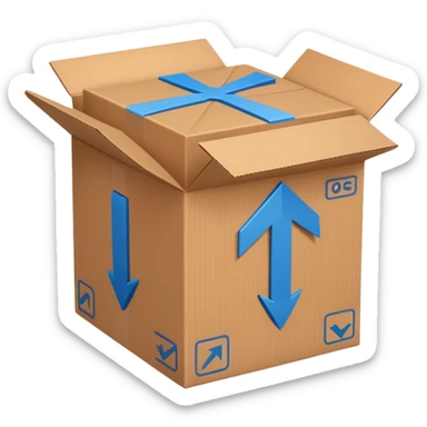 package box with arrows circling around it sticker