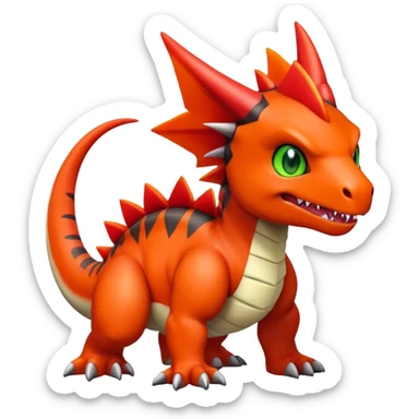 Cute Chibi Digimon-Guilmon-Tyrunt-hybrid (full body) sticker