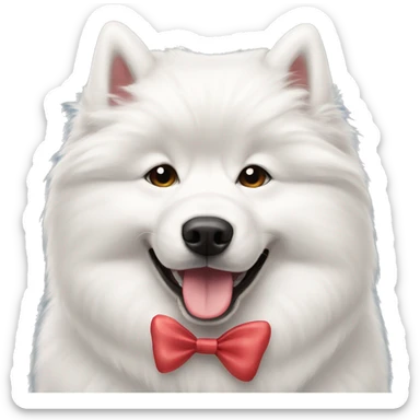 Samoyed with bow in her ear sticker