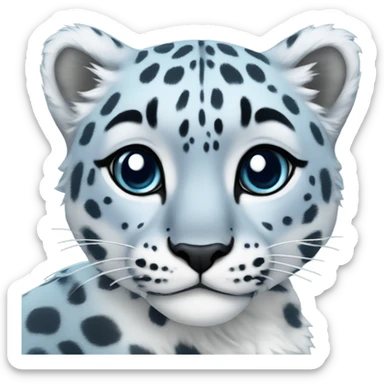 a pastel blue snow leopard sticker