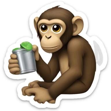 Monkey drinking out of a Stanley  sticker