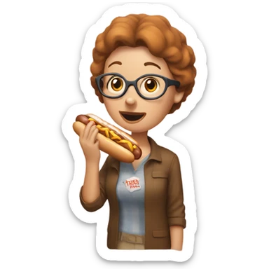 nancy gribble eating a hot dog sticker