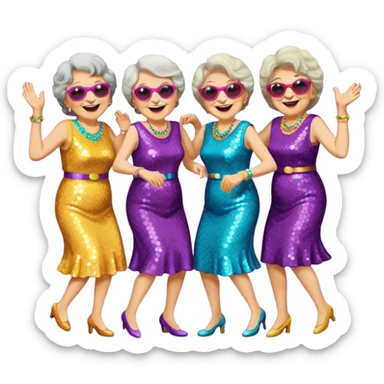 Grandmas dancing in disco party  sticker