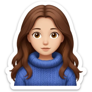 Cozy girl with long brown hair and brown eyes sticker