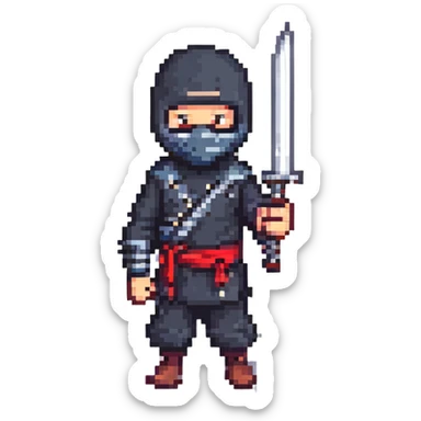 masked ninja with sword sticker