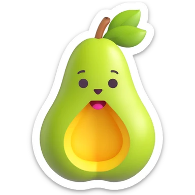 Edit the image to depict a cross-section of a pear in a natural and three-dimensional way, without any facial expression, with no background, in the 3D Emoji style. sticker