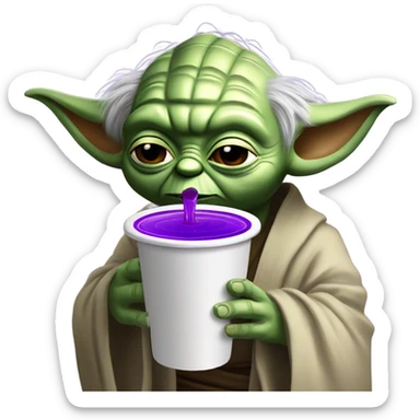 Yoda drinking purple juice in a styrofoam cup ￼ sticker