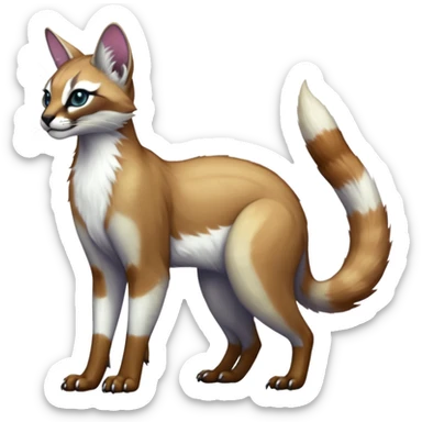 iridescent white glorious divine exotic cute cool beautiful shiny beautiful fantasy-caracal-civet-genet-sergal-vernid-Cacomistle-oncilla-animal-Fakémon-hybrid-fursona (full body) sticker