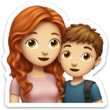 Red hair girl kissing brown haired boy sticker